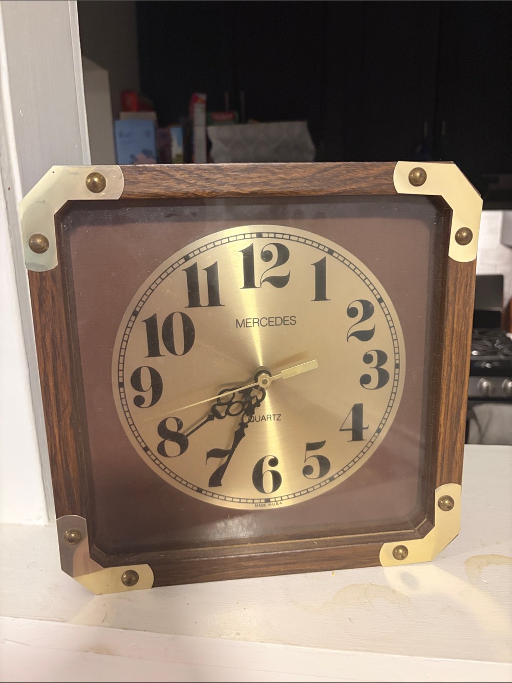 Mercedes quartz wooden clock